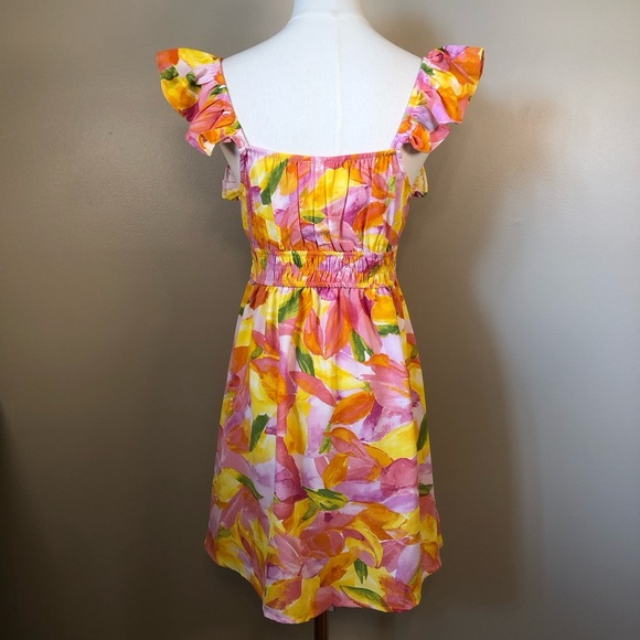 Blu Pepper Colorful Floral Ruffled Pull Over Dress Size M - Picture 2 of 10